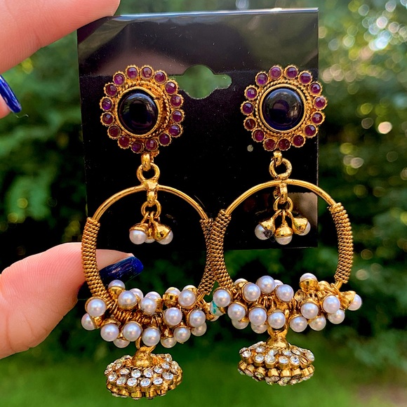 Jewelry - NWT Funky Pearl & Rhinestone Statement Earrings